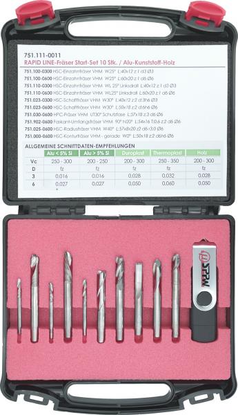 Start set: cutter set 10 pieces for aluminium, plastic and wood machining
