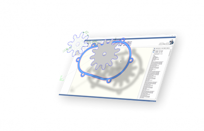 CADasCAM Singel-Lizenz für CNC-Software, zeigt die Benutzeroberfläche und Funktionen zur Bearbeitung von CAD-Daten.