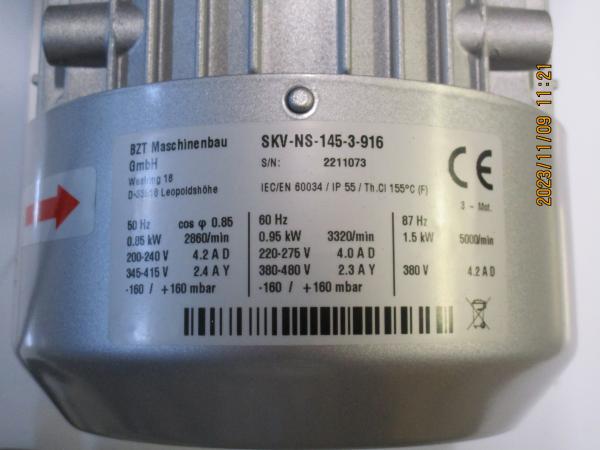 0,85 kW Seitenkanalverdichter 145 m³/h +160m/bar, -160m/bar
