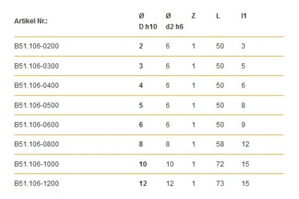 HSC Radius Einzahnfräser Rapid Shine Ø 6 x 9 mm