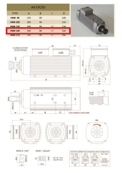 BZT HF Spindel 2,2 kW 18.000 rpm 230Volt / 300 Hz ER20