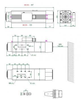 BZT HF-Werkzeugwechselspindel  3,5 kW / 24.000rpm / O / KN / SK30