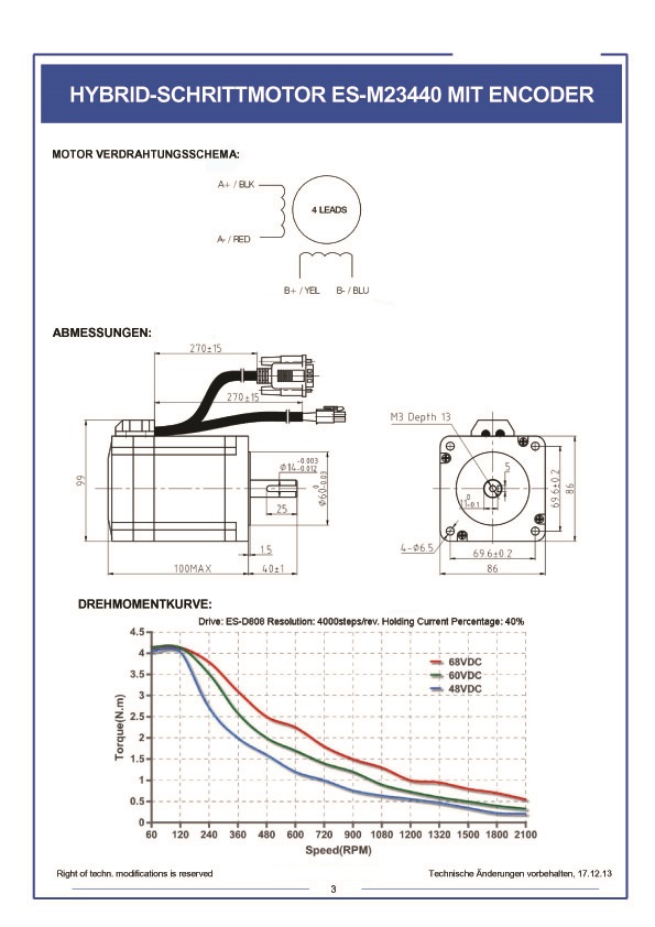 BZT Schrittmotor Stepping Motor Fl.56 2,1A 2,05Nm CNC Portalfräse